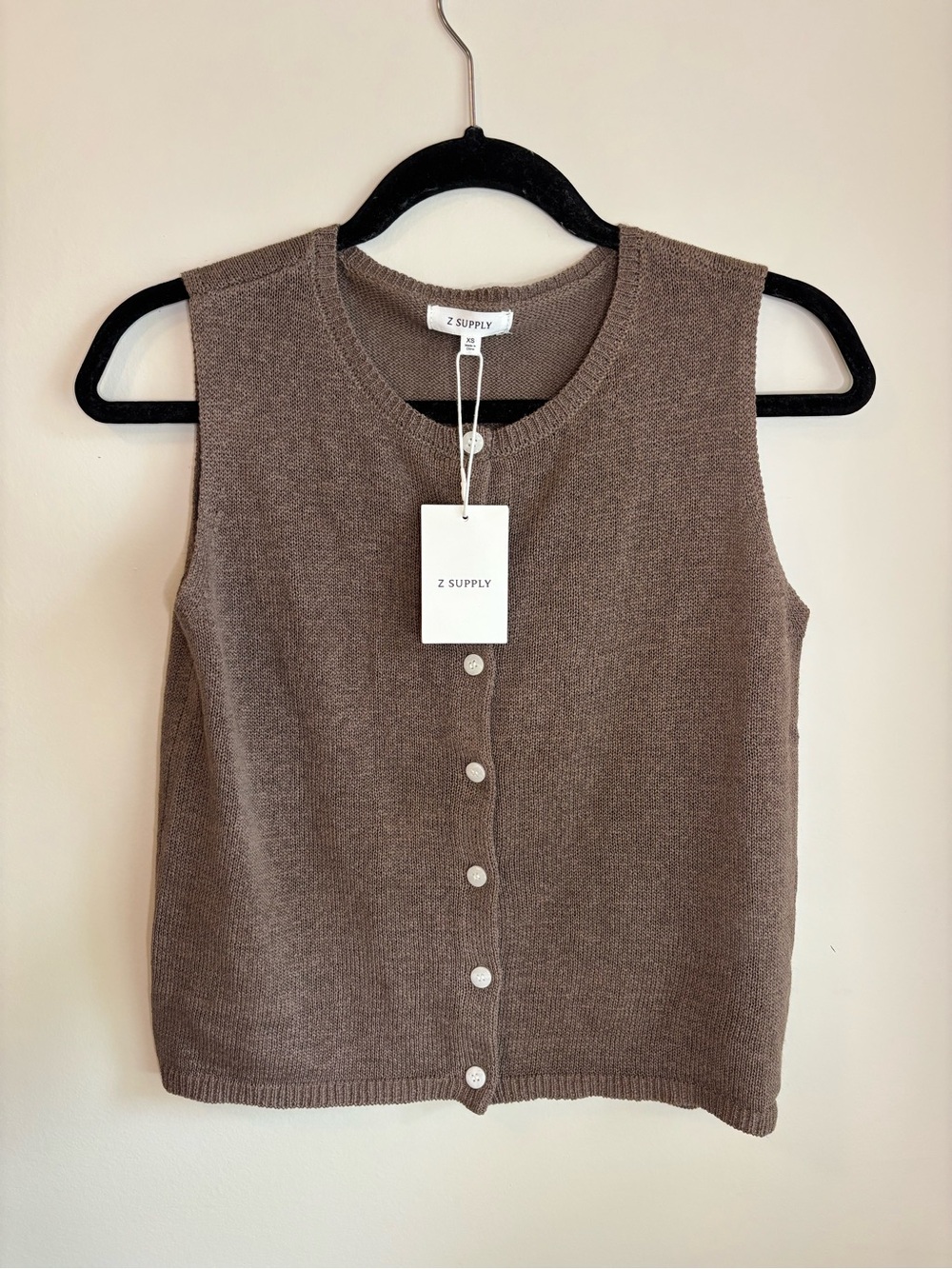 Z Supply Taupe Button-Front Knit Tank Top